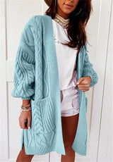 Cardigans pour femmes : Manteau Femme Hiver Long Tricoté in Bleu van Seroa