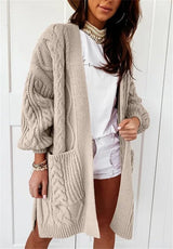 Cardigans pour femmes : Manteau Femme Hiver Long Tricoté in Kaki van Seroa
