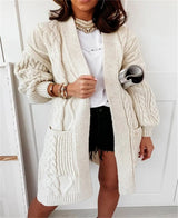 Cardigans pour femmes : Manteau Femme Hiver Long Tricoté in Beige van Seroa