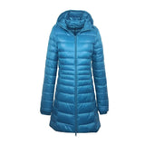 Autumn Collection : Manteau Femme Hiver Long Capuch in Bleu van Seroa