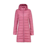 Autumn Collection : Manteau Femme Hiver Long Capuch in Rose van Seroa