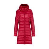Autumn Collection : Manteau Femme Hiver Long Capuch in Rouge van Seroa