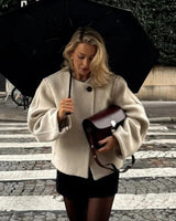 Autumn Collection : Manteau Femme Laine Long Agneau in Blanc van Seroa