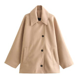 Autumn Collection : Manteau Femme Laine Long Surdimensionné in Kaki van Seroa