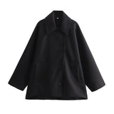 Autumn Collection : Manteau Femme Laine Long Surdimensionné in Noir van Seroa