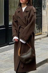 Autumn Collection : Manteau Long à Revers pour Femme Noir Autumn Collection in Marron van Seroa