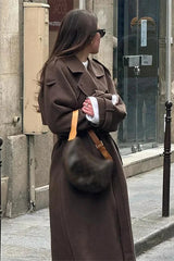 Autumn Collection : Manteau Long à Revers pour Femme Noir Autumn Collection in van Seroa