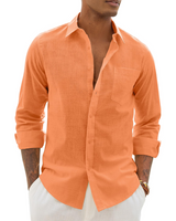 Men > Tops : Hugo Chemise Homme – Chemise Coton Lin Manches Longues, Style Léger & Casual Chic in van Seroa
