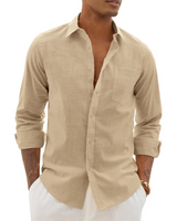 Men > Tops : Hugo Chemise Homme – Chemise Coton Lin Manches Longues, Style Léger & Casual Chic in van Seroa