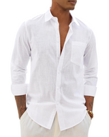 Men > Tops : Hugo Chemise Homme – Chemise Coton Lin Manches Longues, Style Léger & Casual Chic in Blanc van Seroa