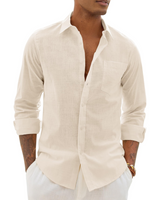 Men > Tops : Hugo Chemise Homme – Chemise Coton Lin Manches Longues, Style Léger & Casual Chic in van Seroa