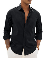 Men > Tops : Hugo Chemise Homme – Chemise Coton Lin Manches Longues, Style Léger & Casual Chic in Noir van Seroa