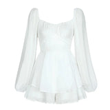dresses : Robe Femme Mini Romantique Volants in Blanc van Seroa