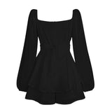 dresses : Robe Femme Mini Romantique Volants in Noir van Seroa