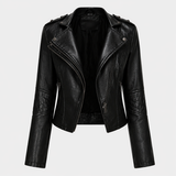 Veste Biker Femme Noire en Polyester - Style Moto Élégante et Confortable