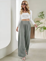 skirts : Pantalon Fluide Femme Large Taille Haute in Vert van Seroa