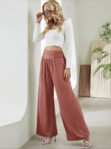 skirts : Pantalon Fluide Femme Large Taille Haute in Rose van Seroa