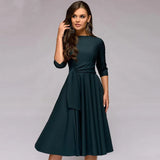 dresses : Robe Femme Fluide Mi-longue Ceinture in Vert van Seroa
