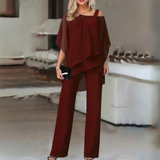 other : Ensemble Tailleur Femme 2 Pièces Élégant - Veste & Pantalon Ajusté in Rouge van Seroa