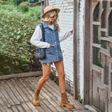 other : Gilet En Jean Vintage Décontracté Et Ample À Boutons Femme in van Seroa