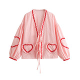 top blouses : Top Femme Adorable Carreaux Vichy in Rose van Seroa