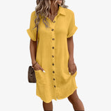 Dresses : Robe D'été Femme Coton Ample in Giallo van Seroa