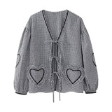 top blouses : Top Femme Adorable Carreaux Vichy in Noir van Seroa