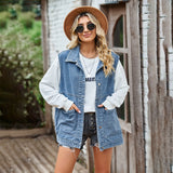other : Gilet En Jean Vintage Décontracté Et Ample À Boutons Femme in Bleu van Seroa