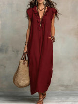 Dames Jurken : Boho Robe femme - Fluide, Confortable et Mélange de lin aéré in van Seroa