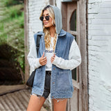 other : Gilet En Jean Vintage Décontracté Et Ample À Boutons Femme in van Seroa