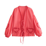 top blouses : Top Femme Adorable Carreaux Vichy in Rouge van Seroa