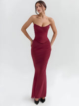 dresses : Jupe Longue Femme Maxi in Rouge foncé van Seroa