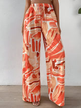 Pantalons pour femmes : Pantalon Fluide Femme Coton Imprimé in Orange van Seroa