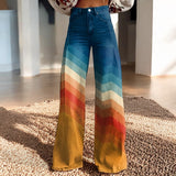 Pantalons pour femmes : Pantalon Fluide Femme Floral Best-Seller Mode Féminine in Rayures Bleues van Seroa