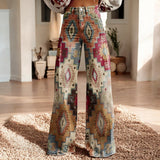 Pantalons pour femmes : Pantalon Fluide Femme Floral Best-Seller Mode Féminine in Brun Azteque van Seroa