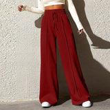 skirts : Pantalon Fluide Femme Large Taille Haute Coton in Vin van Seroa