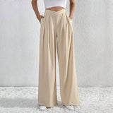 Pantalons pour femmes : Pantalon Fluide Femme Large Taille Haute Coton in Abricot van Seroa