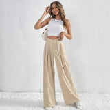 Pantalons pour femmes : Pantalon Fluide Femme Large Taille Haute Coton in van Seroa