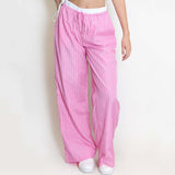 Pantalons pour femmes : Pantalon Fluide Femme Jambes Larges in Rose van Seroa