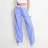 Pantalons pour femmes : Pantalon Fluide Femme Jambes Larges in Bleu Ciel van Seroa
