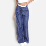 Pantalons pour femmes : Pantalon Fluide Femme Jambes Larges in Bleu van Seroa