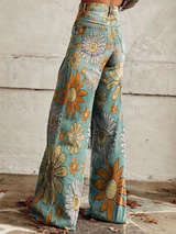 Pantalons pour femmes : Pantalon Fluide Femme Floral Uni in van Seroa