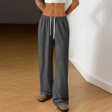 skirts : Pantalon Large Femme en Coton Taille Élastique in Gris foncé van Seroa