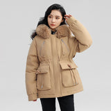 Autumn Collection : Parka Femme Fourrure Mode Féminine in Beige Khaki van Seroa
