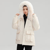 Autumn Collection : Parka Femme Fourrure Mode Féminine in Blanc Perle van Seroa