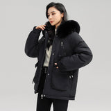 Autumn Collection : Parka Femme Fourrure Mode Féminine in Noir Minuit van Seroa