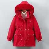 Autumn Collection : Parka Femme Hiver Fourrure in Rouge Rose van Seroa