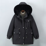 Autumn Collection : Parka Femme Hiver Fourrure in Noir Nuit van Seroa