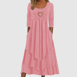 dresses : Robe Midi Bohème Cœur Femme - Fluide et Élégante pour l'Été in Rose van Seroa