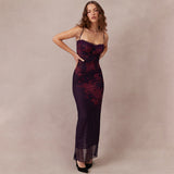 dresses : Robe Maxi Femme Élégant Dentelle Moulante in Pourpre van Seroa